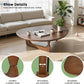 Solid Wooden Modern Triangle Coffee Table: Unique Funky Coffee Tables for Living Room, Oval Mid-Century Irregular Abstract Tea Tables for Patio Office Balcony Bedroom (Walnut, 33" L X 22" W X 16" H)