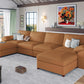 Brown Faux Leather Sectional Sofa,Leather Sectional Couch with Deep Seat,Extra Large U Shaped Couch,Oversized Modular Modern Scratch Resistant Sofas
