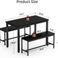 Dining Table Set for 4, 3-Piece Kitchen Table with 2 Benches, Space-Saving Dining Room Set for Breakfast Nook and Small Spaces, Black