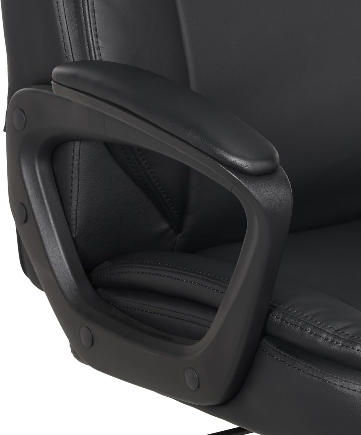 Classic Puresoft PU Padded Mid-Back Height Adjustable Office Computer Desk Chair with Armrest, 26"D X 23.75"W X 42"H, Black