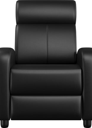 Premium PU Leather Recliner Chair with Lumbar Support, Overstuffed High-Density Foam & Pocket Springs - Push Back Recliner Armchair for Home Theater and Living Room