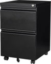 2 Drawer File Cabinet on Wheels,Metal Filing Cabinet with Lock,Black Rolling File Cabinets with Casters,Under Desk Office Cabinets for Home Office,Fit A4/Letter/Legal,Easy Assembly