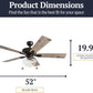 Abner Modern Farmhouse 52 Inch Ceiling Fan with Light, Outdoor Fan/Indoor Tri-Mount LED Ceiling Fan with 5 Blades, Silver Oak and Maple Brown Blade Finish Options, Bronze (80091-01)