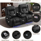 Power Loveseat Recliner Sofa with Massage & Heat Home Theater Seating with Console RV Recliner Loveseat Sofa with Usb/Outlet/Storage/Side Pocket/Led Light/Speaker (Black, Loveseat)