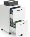 2 Drawer Filing Cabinet White, Rolling Wood File Cabinets with Printer Stand under Desk Storage Lockable Wheels, Home Office Organizer