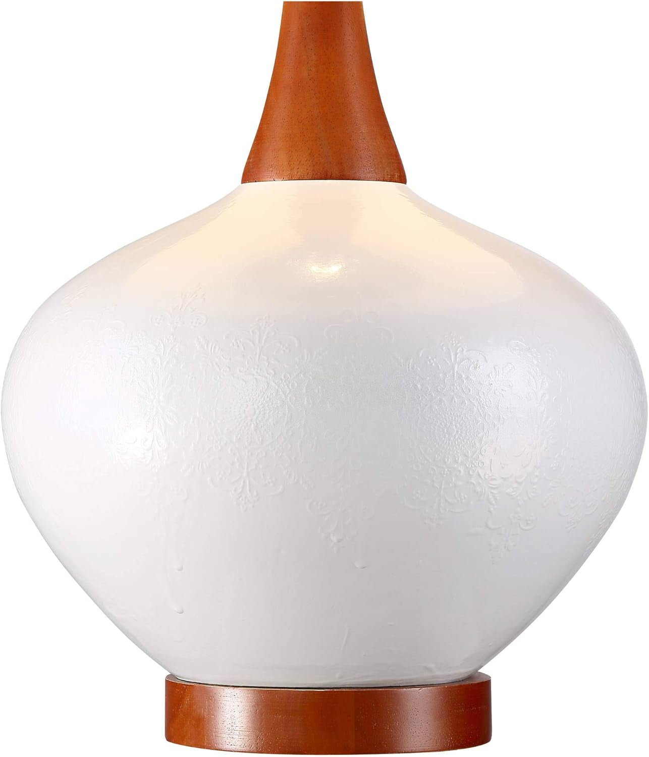 Brice Mid Century Modern Accent Table Lamp 23" High Ivory Ceramic Wood Neck off White Tapered Drum Shade for Bedroom Living Room House Home Bedside Nightstand Office Family