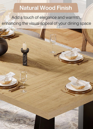 70.9-Inch Rustic Rectangular Dining Table for 6-8 with Black Wooden Legs, Farmhouse Style Oak and Black Finish for Dining and Living Room