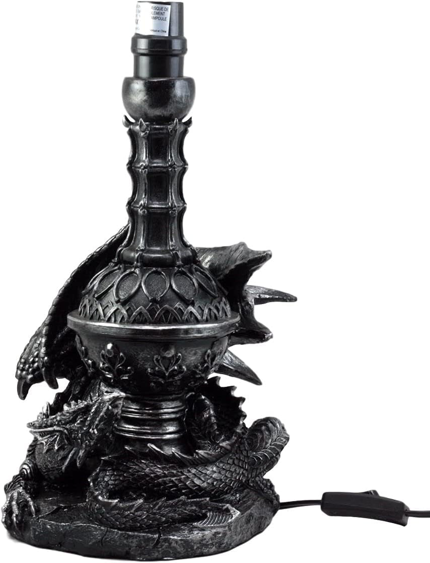 Ebros Climbing Dual Gothic Dragon Lamp Statue Desktop Lighting Decor with Shade 19" H Dungeons and Dragons Medieval Collection Home Accent (Single Dragon)