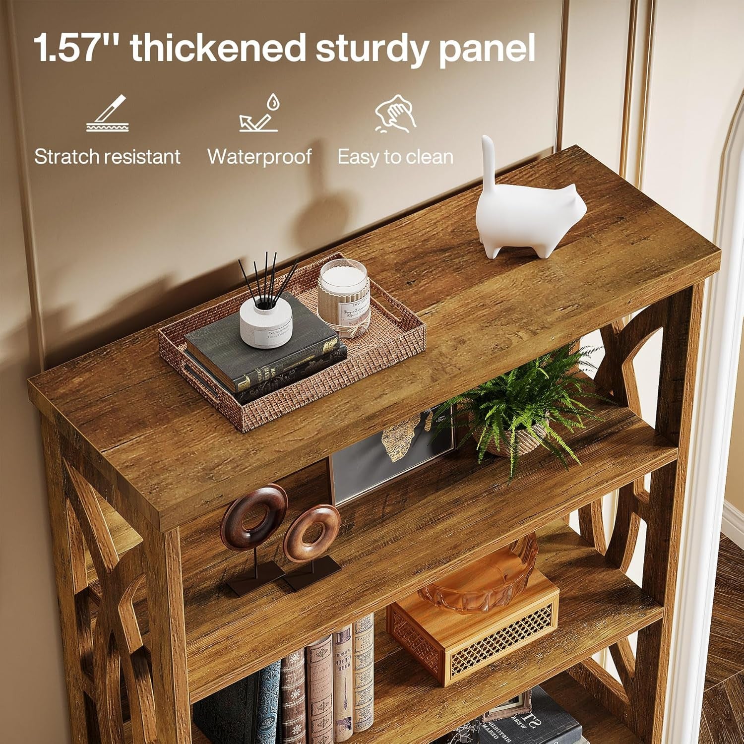 6-Tier Bookshelf, 71 Inches Tall Freestanding Bookcase, Large Industrial Bookshelves Display Shelves, Wooden Book Shelf for Home Office, Living Room, Bed Room, Rustic Brown