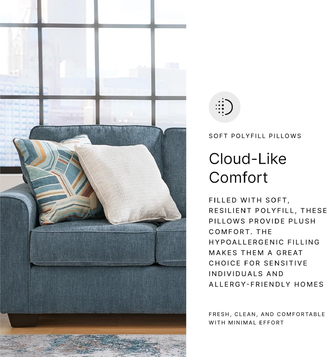 Cashton Casual 2-In-1 Sofa Sleeper with Folding Gel Memory Foam Mattress, Queen, Blue