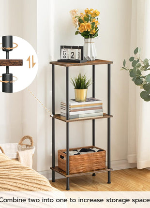 Rustic Brown End Table with Dual Storage Shelves, Compact Nightstand for Living Room and Bedroom, Sturdy Frame, Effortless Assembly