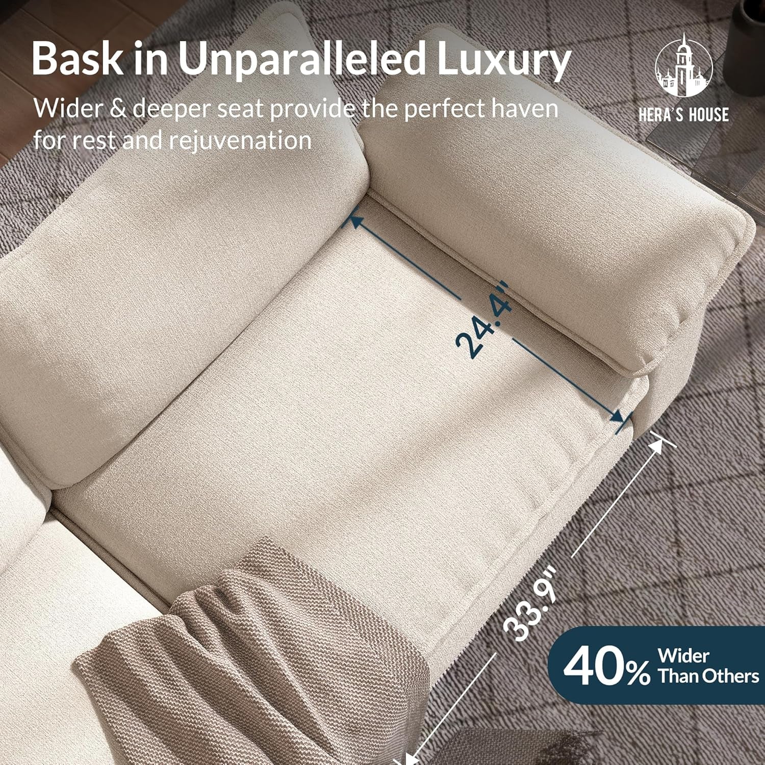 3 Pieces Modular Sectional Sofa Sets, Oversized Couch Set with Loveseats and Armchair, Comfy Cloud Couches with Throw Pillows, 6-Seater Deep Seat Sofa for Living Room, Chenille Beige