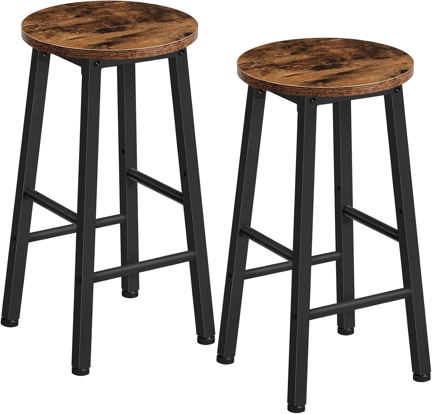 Bar Stools, Barstools Set of 2,Counter Height Barstools, 24.8" Bar Stools for Kitchen Island, Industrial Bar Chairs, for Dining Room, Kitchen, Bar, Rustic Brown and Black BF07BY01G1