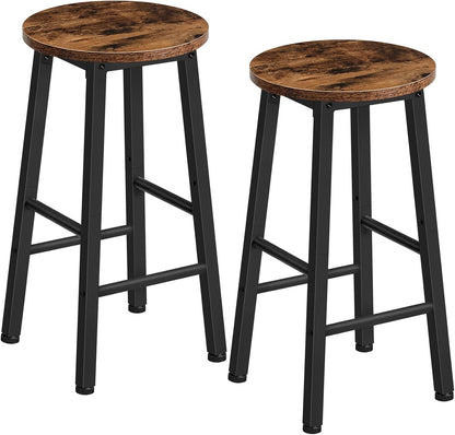 Bar Stools, Barstools Set of 2,Counter Height Barstools, 24.8" Bar Stools for Kitchen Island, Industrial Bar Chairs, for Dining Room, Kitchen, Bar, Rustic Brown and Black BF07BY01G1