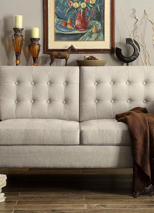 Beige Loveseat Sofa for Living Room - Compact Couch in a Box for Small Spaces