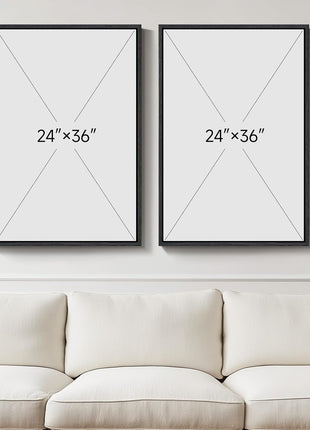 Large Framed Neutral Abstract Wall Art Set - Two Modern Canvas Prints in Black and Beige for Living Room, Minimalist Block Line Decor for Hallway and Office, 24x36 Inches