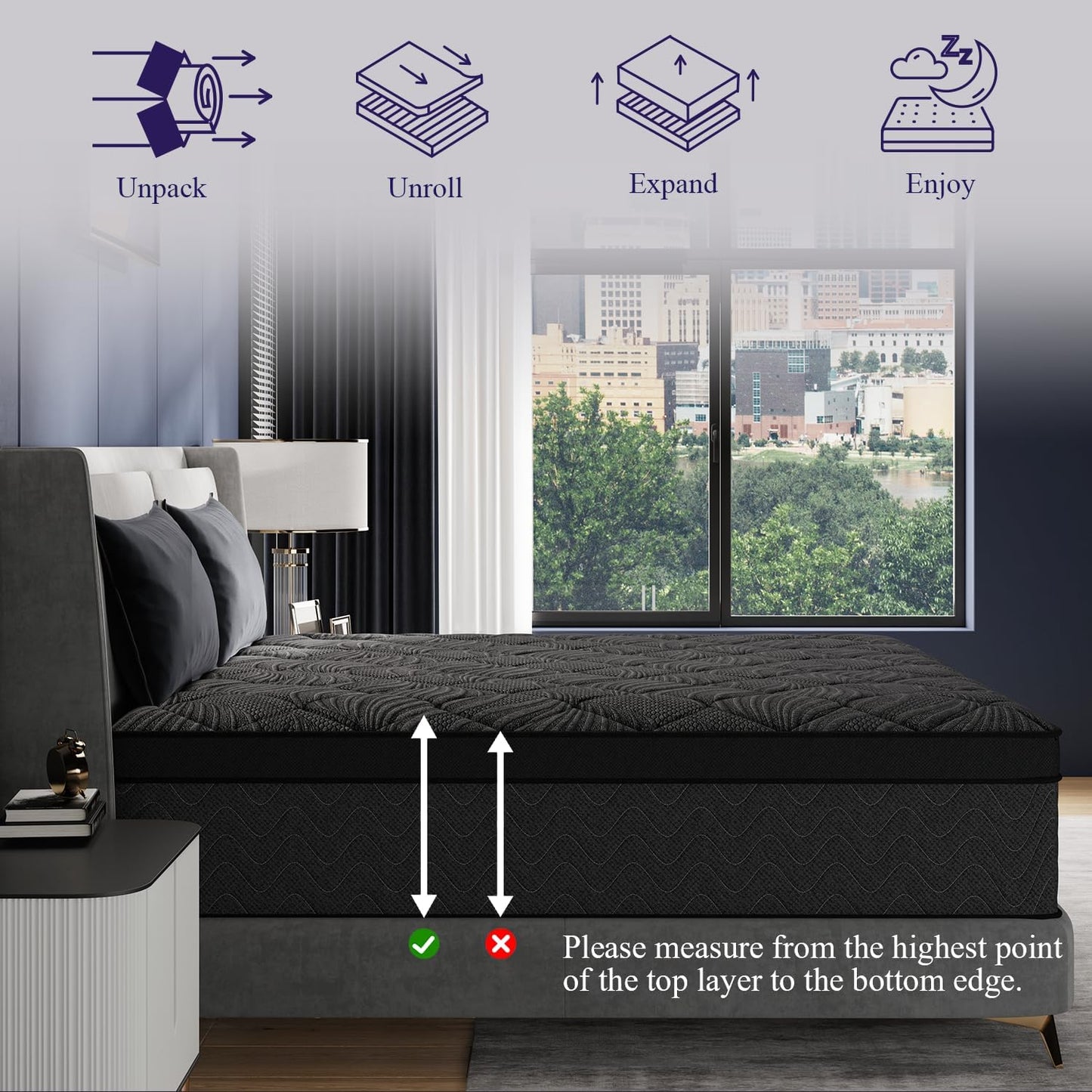 Queen Size Mattress, 14 Inch Luxury Hybrid Queen Mattress in a Box, Medium Firm Mattresses with Cooling Gel Memory Foam & Pocket Springs, Double Additional Support, 365-Night Trial