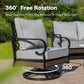 4 PCS Metal Outdoor Patio Furniture Set, Patio Conversation Sets 1 3-Seater Sofa, 2 Swivel Chairs with 5.75" Extra Thick Cushion & Coffee Table, Black Frame Backyard Furniture, Gray