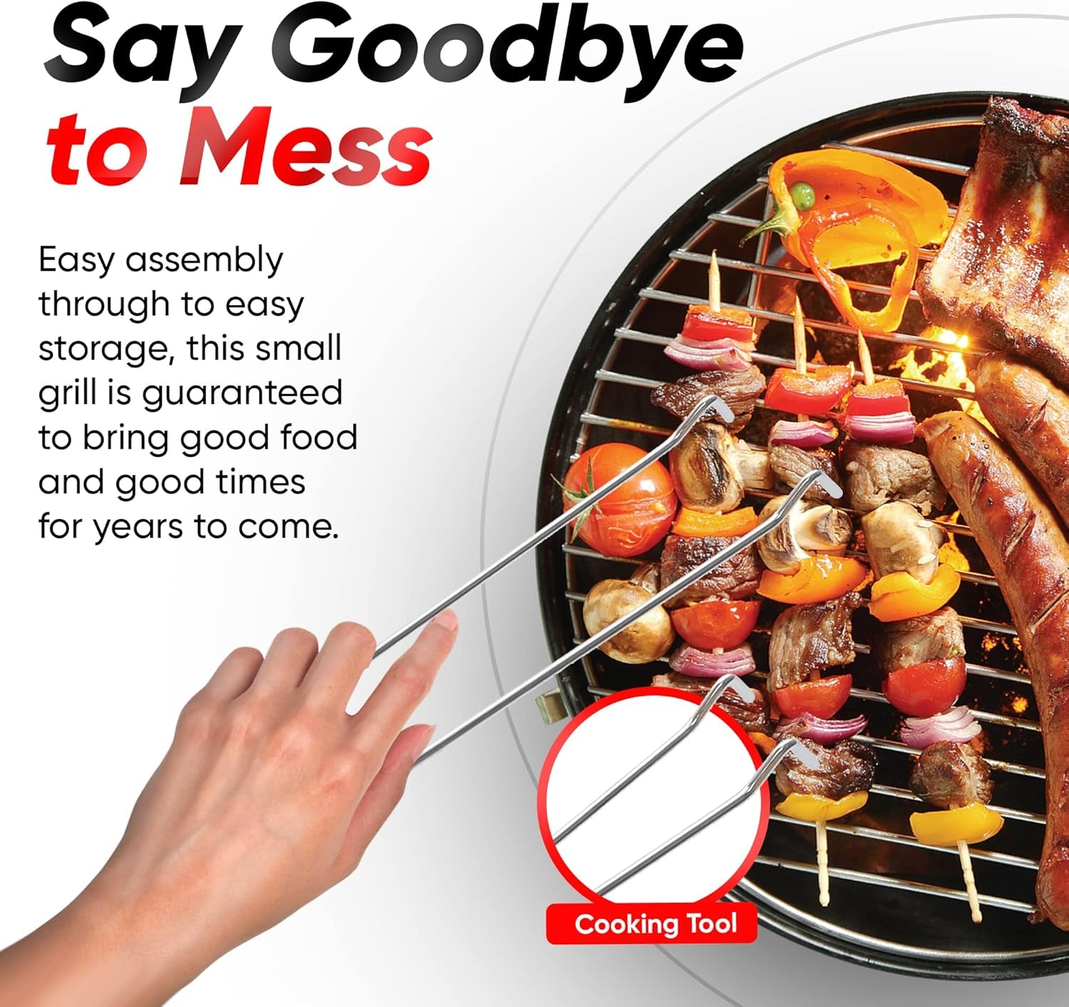 – 14-Inch Portable Barbecue Grill with 3-Point Locking Lid for Heat Preservation – Dual Venting System – Small Charcoal Grill for Backyard, Camping, Boat