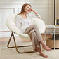 Comfy Saucer Chair, Faux Fur Lounge Seasting XL Circle Chair for Bedroom, Dorm & Gaming, Foldable Fashion Accent Seat for Small Spaces, Folding Moon/Mushroom/Round Oversized Style