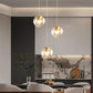3-Light Modern Gold Pendant Light Hanging Fixture Light for Kitchen Island Mid Century Globe Pendant Light Glass Chandelier for Living Room Bedroom Entryway