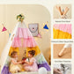 Teepee Tent for Kids, Toddler Teepee with Star Lights & Rainbow Tulle, Girls Princess Play Tent, Foldable Kids Teepee Tent for inside Playhouse Kid Toy Gift
