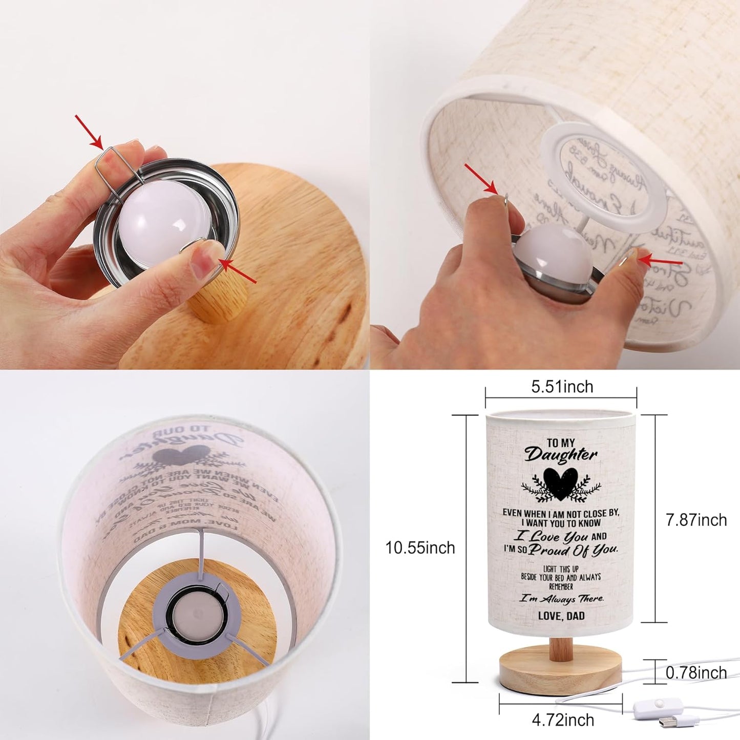 Valentines Day Birthday Gifts for Daughter from Dad,To My Daughter Gifts from Dad- Table Lamp Best Father Daughter Graduation Gifts for Grown Daughter