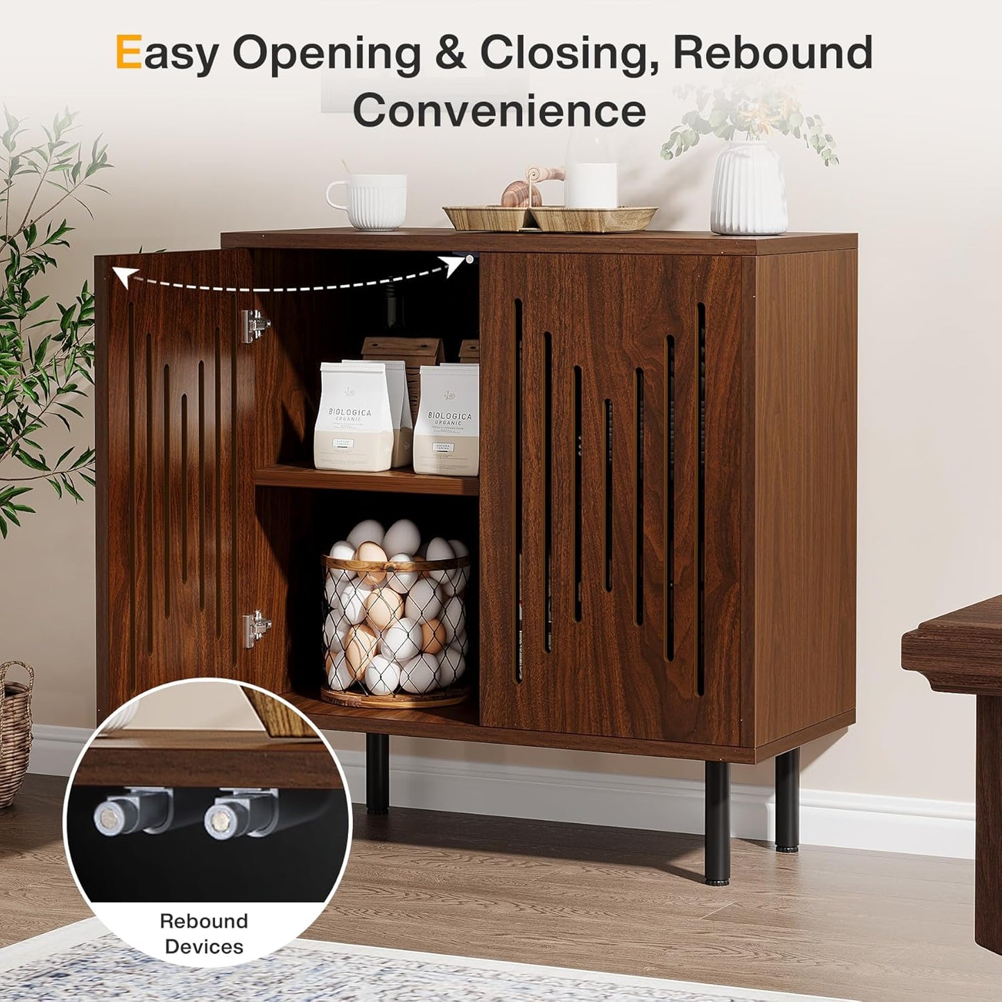 Set of 2 Sideboard Buffet with Storage, 59" Buffet Sideboard Cabinet with Adjustable Shelves, Accent Storage Cabinet for Living Room, Dark Brown