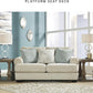 Monaghan Vintage Loveseat with Accent Pillows, Reversible Cushions and Rolled Arms, Beige