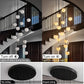 Black Alabaster Staircase Chandelier, 14-Light Modern Marble Pendant Light for High Ceiling Foyer, Luxury Statement Fixture for Entryway & Living Room