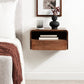 Kato Modern Wood Floating Side Table with Drawer; 18 X 10 X 9; Walnut Brown; Contemporary Wooden Floating Nightstand for Bedroom Bedside Table
