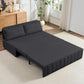 62.2" Queen Size Pull Out Sofa Bed，Leathaire Pull Out Couch with Tri-Fold Mattress，3-In-1 Convertible Sleeper Sofa with Pillows for Small Space/Bedroom/Apartment（Dark Grey）