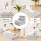 Folding Sofa Bed, Convertible Sleeper Chair with Pillow, Foldable Mattress & Back Support, Portable Floor Lounger Futon for Apartment, Dorm, Living Room, Bedroom, Grey