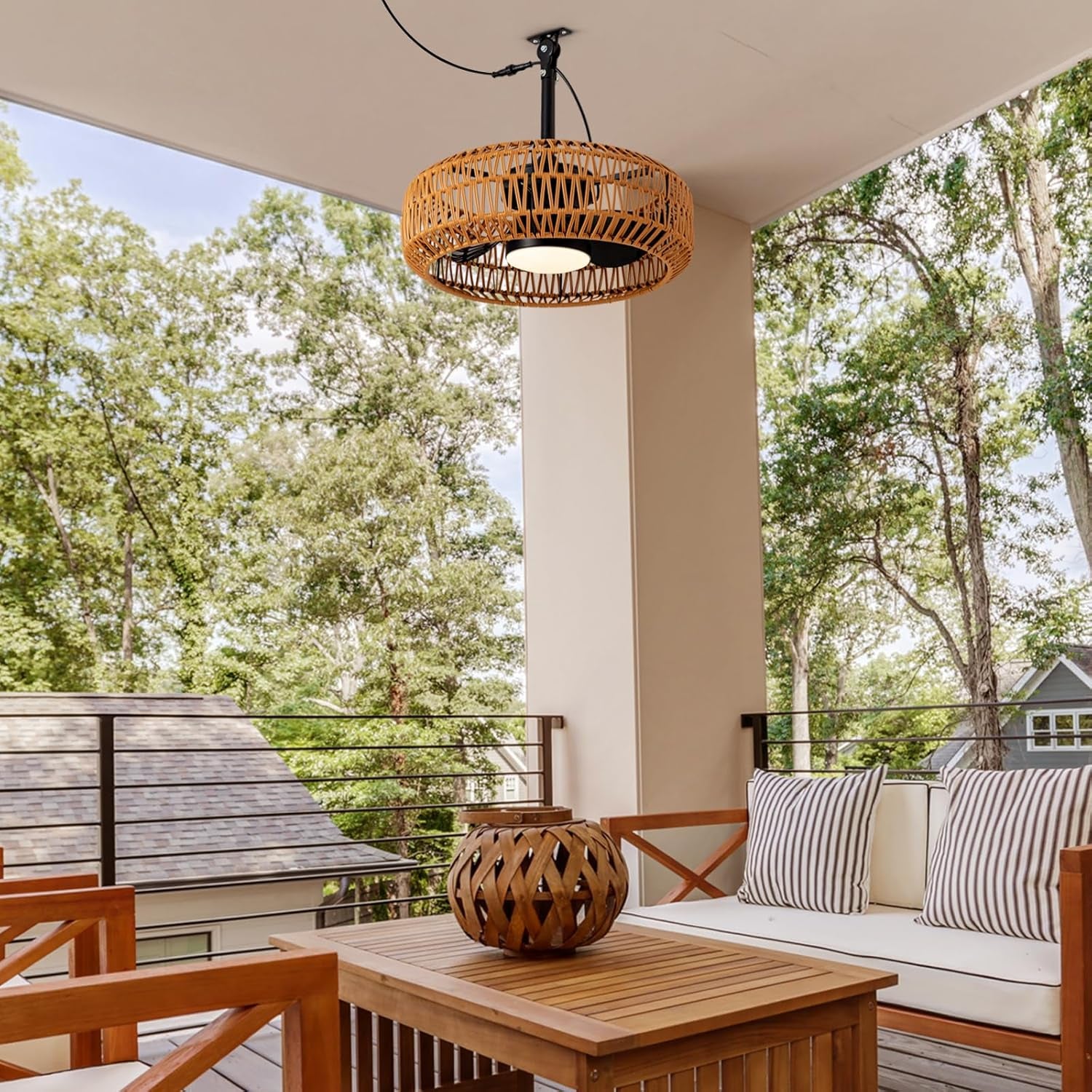 20" Outdoor Ceiling Fans with Lights for Patios, Waterproof Plug in Ceiling Fan with Remote, 3CCT Dimmable, Reversible, Gazebo Fan with Hanging Hook for Canopy,Pergola,Porch