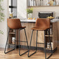 Bar Stools Set of 3, 26 Inches Counter Height Bar Stools with Back, Modern Faux Leather Barstools with Metal Legs and Footrest, Bar Chairs for Kitchens Island (Dark Brown)