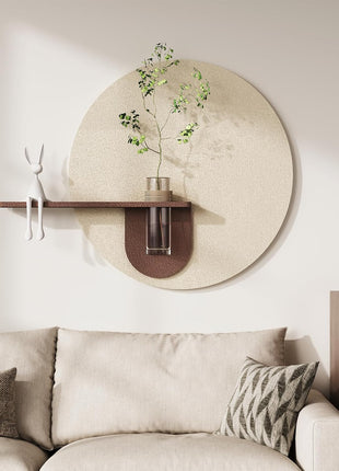 3D Textured Neutral Abstract Wall Art with Vase - Modern Minimalist Round Paintings for Living Spaces - Boho Cream Geometric Decor, 24x31 Inches
