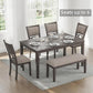Wrenning Diamond Patterned Dining Table Set, 4 Upholstered Chairs and Bench, Seats 6, Wood, Gray
