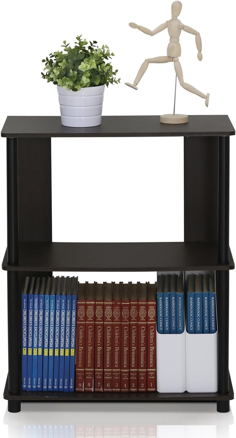 JAYA Simple Design 3-Tier Bookcase / Bookshelf / Display Rack, Plastic Tubes, Walnut