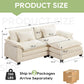 86" Modular Sectional Sofa, Comfy Cloud Couch Sectional Sofa with Ottoman, Chenille Sofa Sleeper Deep Seat Sofa with Throw Pillows for Living Room (Beige White, 86"- L Shape)