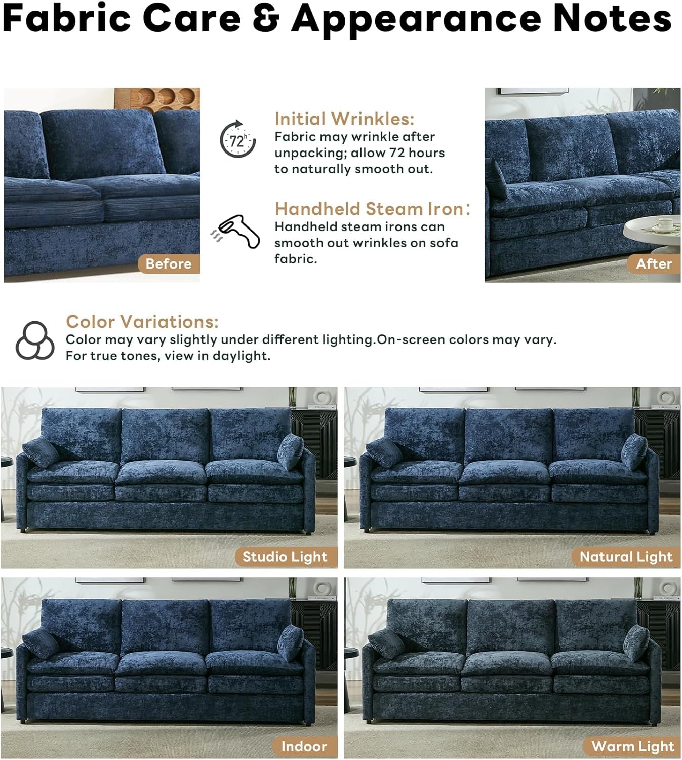 89" Cloud Modern Sofa, Comfy 3-Seater Couch W/Pillows, Pocketed Spring Seats, Plush Foam Cushions, Chenille Fabric Removable Cover, Soft Upholstered Living Room Furniture Home Apartment, Blue | Ultra Soft Cushions, Dual-Layered Cushion, Pocket Spring, Cloud Comfort, Premium Chenille