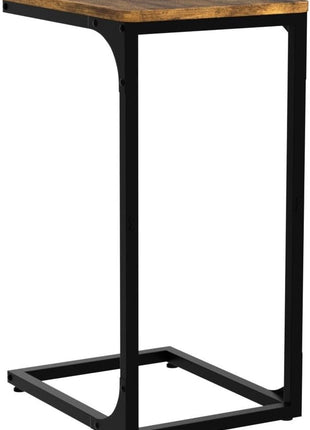 C-Shaped Side Table Set of Two in Rustic Brown Farmhouse Design for Living Room (Model 017-30BN)