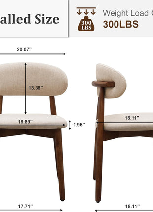 Set of 4 Mid-Century Modern Upholstered Dining Chairs with Curved Back, Wooden Frame, Ideal for Dining Room, Restaurant, and Cafe in Light Camel (Chairs Only)