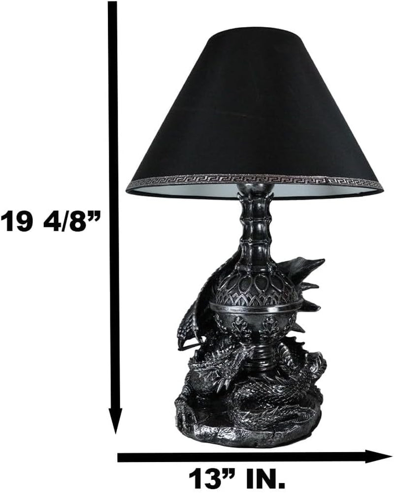Ebros Climbing Dual Gothic Dragon Lamp Statue Desktop Lighting Decor with Shade 19" H Dungeons and Dragons Medieval Collection Home Accent (Single Dragon)