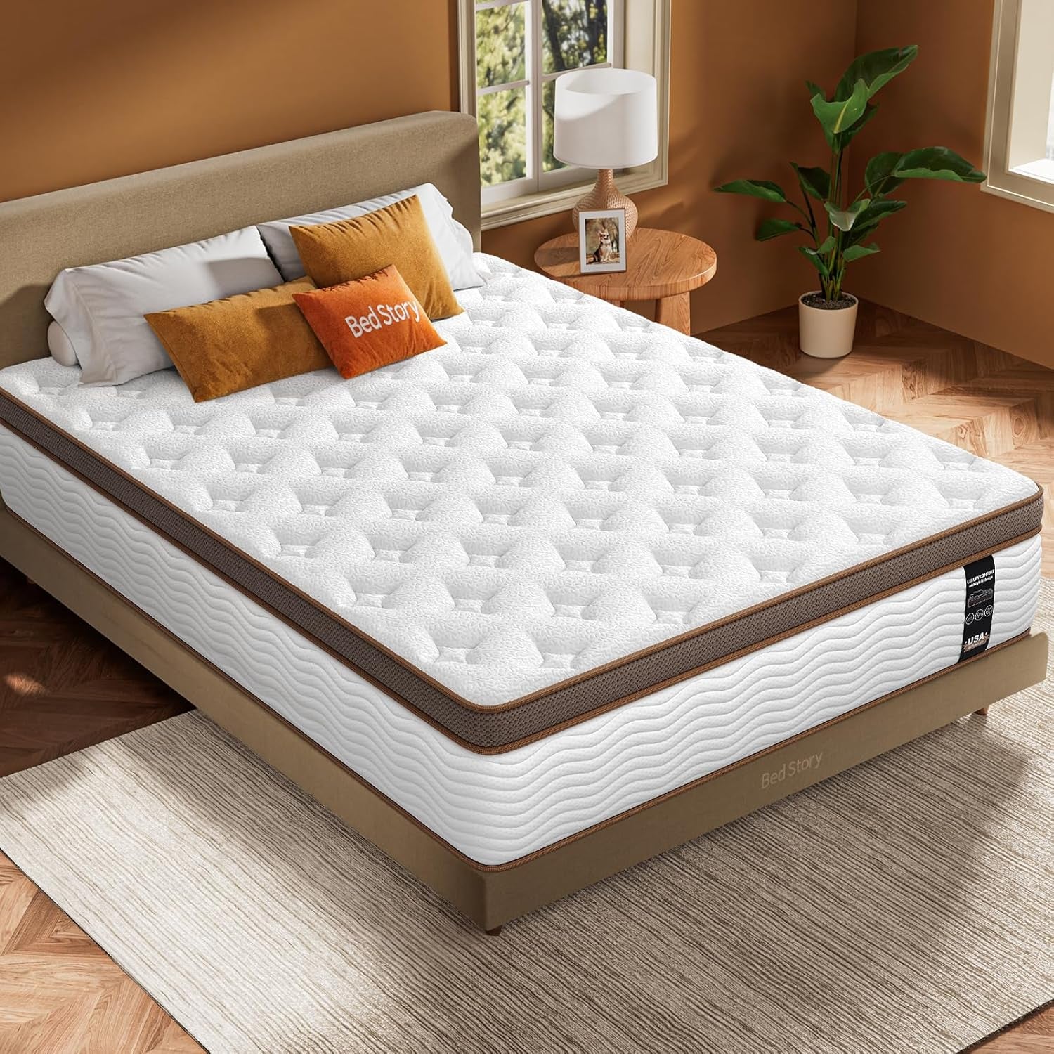Full Size Mattress Firm - 14 Inch Hybrid Mattress with Orthopedic Spinal Support, Advanced Pocket Springs and Motion Isolation Technology, Fiberglass-Free, Certipur-Us Certified