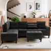 97.5" L Shaped Couch Set, Modular Sectional Couches for Living Room with Storage Ottoman, 4 Seat Home Sofa Living Room Furniture Sets with Chaise for Apartment Office (Linen, Dark Grey)