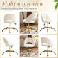 Modern Velvet Small Office Chair,Cute Desk Chair with Wheels,Gold Base/Studs, Comfy Armless Swivel Vanity Task Chair for Women/Girl/Kids, Nail Tech Chair for Bedroom,Small Space,White