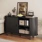 Buffet Sideboard Cabinet with Storage, 55" Fluted Cabinet with Sliding Door & Adjustable Shelf, Modern Accent Coffee Bar Console Table for Kitchen, Entryway, Black