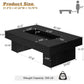 Black Coffee Table, Modern Wood Led Living Room Table with Storage, Unique Large Wide Rectangle Center Table with LED Light, Contemporary Low Tea Table for Bedroom Home Office, 47.24 In, Black Oak
