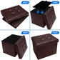 Storage Ottoman, Folding Foot Stool with Thicker Foam Padded Seat Small Leather Storage Ottoman Bench Foot Rest for Living Room Foldable Coffee Table 17X13X13In,Brown