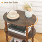 Side Table, 3-Tier Small End Table, Modern Oval Night Stand Accent Table for Living Room, Bedroom, Rustic Brown